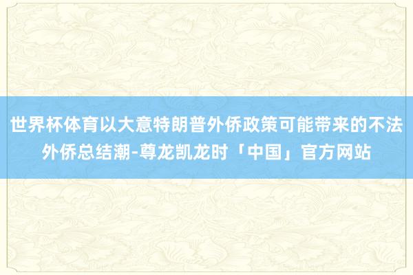 世界杯体育以大意特朗普外侨政策可能带来的不法外侨总结潮-尊龙凯龙时「中国」官方网站