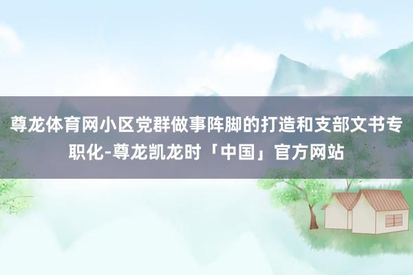 尊龙体育网小区党群做事阵脚的打造和支部文书专职化-尊龙凯龙时「中国」官方网站