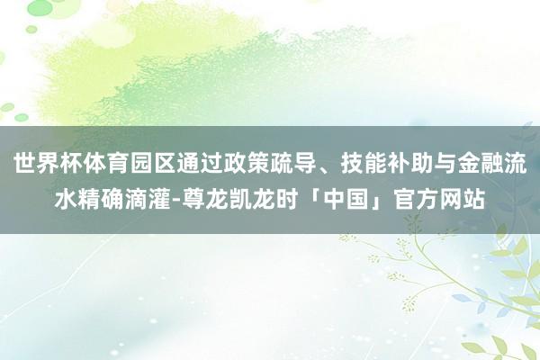 世界杯体育园区通过政策疏导、技能补助与金融流水精确滴灌-尊龙凯龙时「中国」官方网站