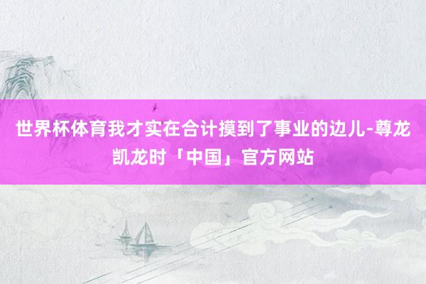 世界杯体育我才实在合计摸到了事业的边儿-尊龙凯龙时「中国」官方网站