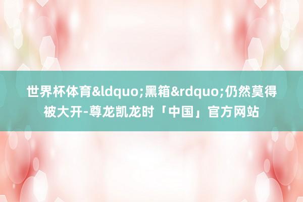 世界杯体育&ldquo;黑箱&rdquo;仍然莫得被大开-尊龙凯龙时「中国」官方网站