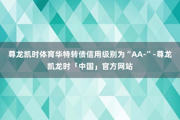 尊龙凯时体育华特转债信用级别为“AA-”-尊龙凯龙时「中国」官方网站