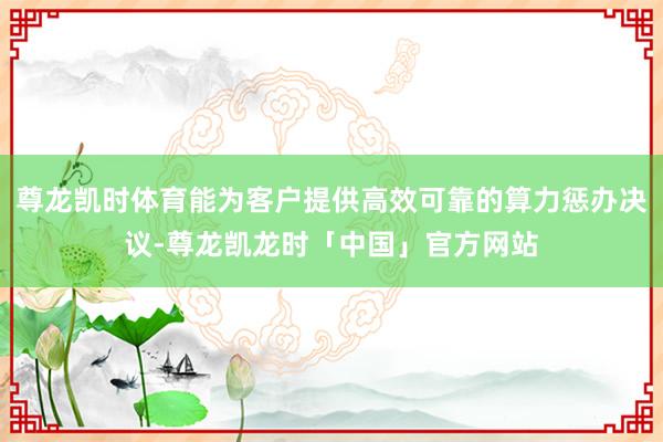 尊龙凯时体育能为客户提供高效可靠的算力惩办决议-尊龙凯龙时「中国」官方网站