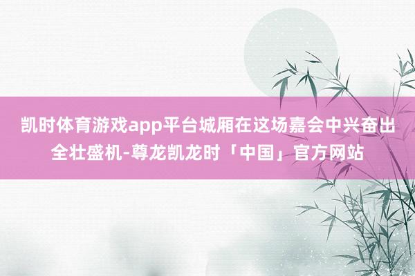 凯时体育游戏app平台城厢在这场嘉会中兴奋出全壮盛机-尊龙凯龙时「中国」官方网站